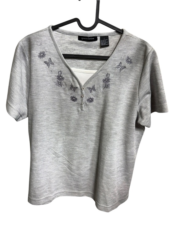 Tops - Speculation Embroidered Butterfly & Floral Layered-Look Top – Women’s Large